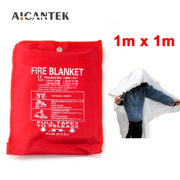 Противопожарно одеяло от фибростъкло с размери 1 м х 1 м Огнестойкое Противопожарно подслон за възстановяване на оцеляване, Защитен калъф за пожарогасител