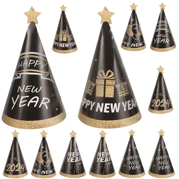 12 броя в 2024 година, подаръци под формата на хартиени шапки на тема Щастлива Нова година, за да проверите за партита