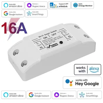 16A WiFi Smart Switch Умни къща Безжичен ключ за управление на Релеен ключа за Дистанционно Гласов контрол Подкрепа Алекса Google Home Ewelink