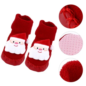 Детски Коледни чорапи, Чехли, Зелени Подарък Меки обувки, чехли, устойчива на плъзгане Домашни обувки за бебета Момчета и момичета