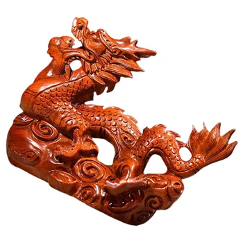 Дървена китайска статуетка на дракон на фън шуй, Мини-подарък в Годината на Дракона, китайски Фигурки на Дракон на Зодиака, Дърворезба ръчна изработка