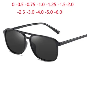 Двоен лъч Голяма Квадратна Рамка Поляризирани Слънчеви Очила За Късогледство Унисекс Шофьор с Рецепта Лещи на Очила С Диоптриями От 0 -0,5 До -6 -0,75