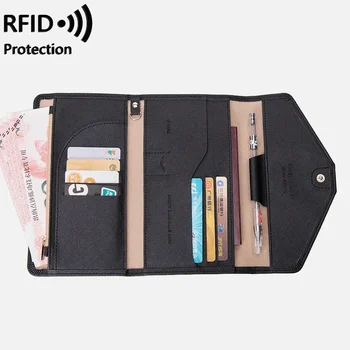 Мъжки портфейл, притежател на кредитна карта от изкуствена кожа, RFID-блокери джоб с цип, мъжки чанти, дамски портфейл с цип с няколко карти
