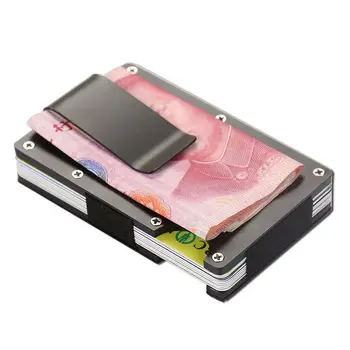 Най-новия прием, мъжки тънък портфейл с еластична лента от неръждаема стомана, държач за кредитни карти, лична карта, портфейла