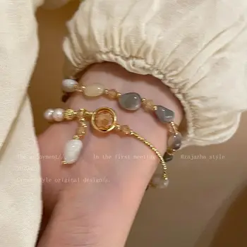 Двуслойни женски нишевый гривна с перлата на мъниста, лесен луксозна гривна от висок клас на допир