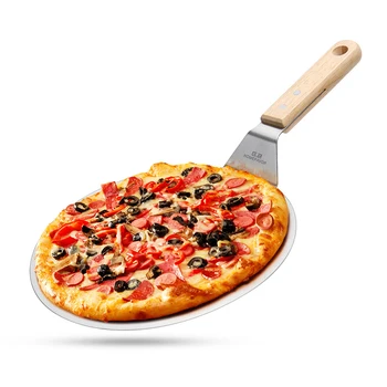 Гребло за пици, Сладкарски инструменти, Аксесоари, Кора за пица, С Гребло за пица, незалепващо покритие от неръждаема стомана, Гребло с дървена дръжка от дъб