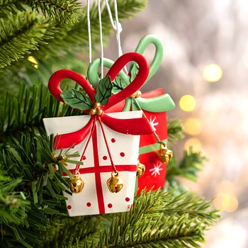 Най-новото Коледна украса 2024 г., висулка във формата на елхи с ръчно рисувани коледни подаръци за Нова година 2023, начало декор за партита Navida Noel