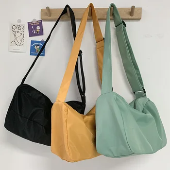 Корейската холщовая чанта през рамо за жени 2023, найлонови водоустойчиви дамски чанти, чанта за месинджър, за студентки, чанти и калъфи за книги, чанти