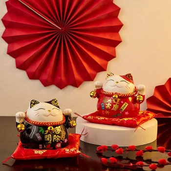 Лъки Maneki Cat Настолно украшение Керамична касичка Шуй Neko Box Home, Money Fortune Room Фън Bank Японски