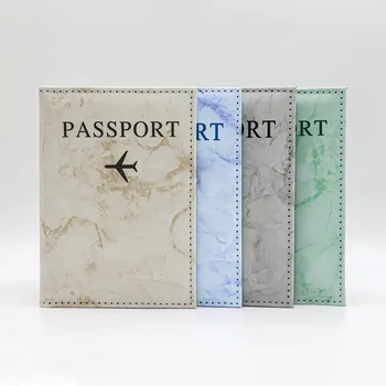 Модна корица за паспорт на мраморната стил за жени и мъже, визитница от изкуствена кожа, аксесоари за пътуване, калъфи за калъф за паспорт