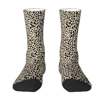 Кавайные кафяви чорапи с гепардом, женски, мъжки, топли чорапи с 3D-принтом от кожата на леопард, спортни чорапи за баскетболния отбор