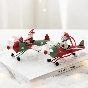 Ретро Iron Коледна висулка в Старинен стил Самолет на Дядо Коледа Коледна Елха Висящи Украса Украса за парти