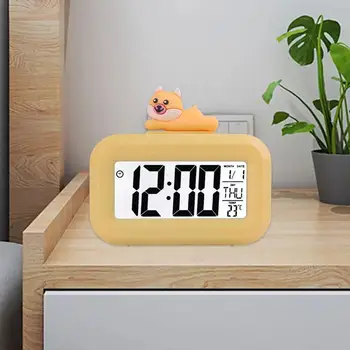 Будилник Показване на времето, Датата на температурата Цифров часовник LCD екран 8 различни мелодии разговор Спални пътен часовник с аларма за спални