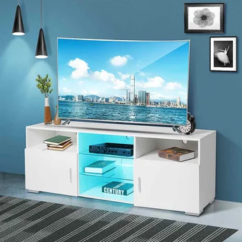 Модерна стойка за телевизор led RGB, мебели за всекидневна, подходяща за телевизори с размер на екрана до 65 инча, TV-конзола с голям капацитет за хол