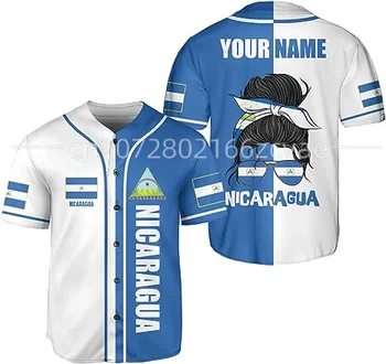 Тениска от бейзболен джърси Никарагуа, бейзболна риза с 3D принтом, мъжка риза, ежедневни ризи, блузи в стил хип-хоп