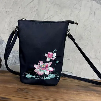 Оригинален Женски мини чанта през рамо в китайски стил, ретро водоустойчив плат, сложна бродерия, Лятна Мини-диагонално Малка симпатична чанта