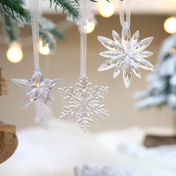 Коледна прозрачна висулка във формата на снежинки, украшения за елхи, коледни украси за дома 2023 Навидад Noel 2024, Коледен подарък
