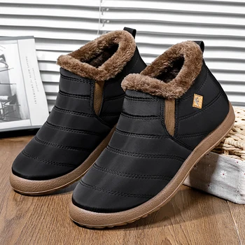 Valstone/ Зимни ежедневни мъжки ботильоны, модни плюшен топло градинска обувки за двойки, нескользящая удобен памучен обувки за мъже, новост