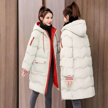 2024 Нова Дамски Naka Стеганая яке за Зимата на Топло Дебели Памучни палто Корейски Свободни Дълги Паркове на Горно облекло
