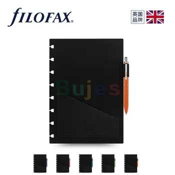 Държач за писалка за лаптоп Filofax формат А5, разделител за страници, включва в себе си една пъстра химикалка и джоб, канцеларски материали