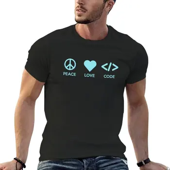 Тениска PEACE LOVE CODE, аниме-тениска, празни тениски по поръчка, мъжки ризи с графичен дизайн в стил хип-хоп