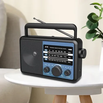 Транзисторное радио ac AM FM с голям високоговорител и голям жак за слушалки 3,5 mm Преносимо професионално радио за възрастни