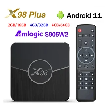 X98 Plus Smart TV Box Android 11 Amlogic S905W2 2,4 G/5G Wifi BuleTooth 5,0 AV1 4K мултимедиен плейър 4 GB + 64 GB X98 телеприставка