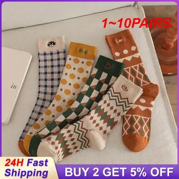 1 ~ 10 ДВОЙКИ подкрепено с памучни чорапи, удобни дебели чорапи, без деформация, износоустойчиви, на топло, не за джоба на топката