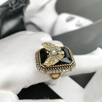Нов модна марка за мъже и Жени в стила рок, ретро, пръстен с пеперуда, регулировочное пръстен с обсидианом, пънк, горещи бижута, аксесоари, подаръци за партита
