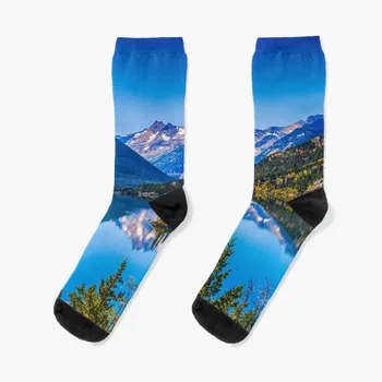 Езерото Сейнт Мери, Националния парк glacier national park, Монтана, САЩ Чорапи ретро мультяшные чорапи, коледни чорапи за колоездене чорапи Мъжки чорапи Дамски
