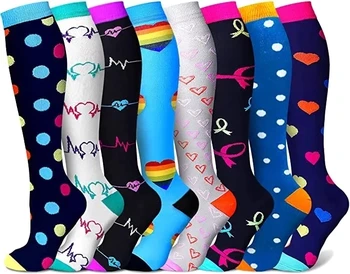 3 Двойки Компрессионных чорапи, за медицински грижи за болни Разширени вени, с оток, диабет, Компресия чорапи за медицински сестри, Мъжки Спортни чорапи за бягане