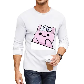 Нова дълга тениска Cloud котка, риза с домашен любимец принтом за момчета, однотонная тениска, эстетичная облекло, мъжко облекло