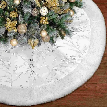 1бр Празнична бяла домашна коледна елха, Коледно дърво, за елхи, пола, Коледна украса под орнаменти, Матирано дърво