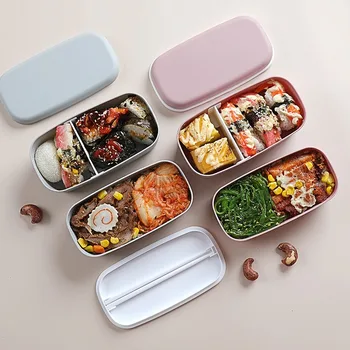Обяд-бокс Bento Box Пластмасов хладилник за съхранение на пресни продукти, Двупластова преграда, Детски Обяд-бокс, обяд-бокс