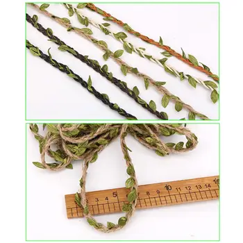 декоративна лента от пеньковой въже с дължина 10 м, изкуствени зелени листа, ратан, занаяти собствените си ръце,