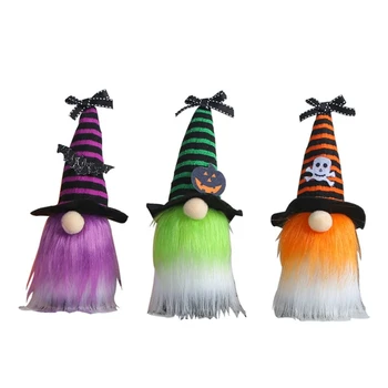 H7EA Череп прилеп Джуджетата Хелоуин Безлични Шведски фигурки Tomtes Скандинавските Фигурки