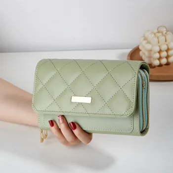 Модни дамски чанти през рамо, портмоне от мека изкуствена кожа в чантата си за мобилен телефон, дамски чанти-месинджър луксозен дизайн, чанта през рамо