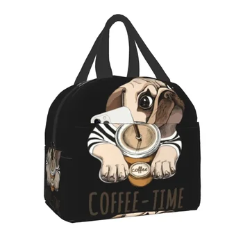 2023 New Custom Coffee Time Pug Funny Dog Пет Lunch Bag Мъже, Жени Охладител Термоизолированный Обяд-Бокс За Ученици