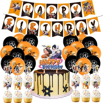 Uzumaki Narutoed Party Доставки Ninja Аниме Тематични Балони Честит Рожден Ден Банер Украса На Детски Парти Торта Момче Играчка Латексный Балон