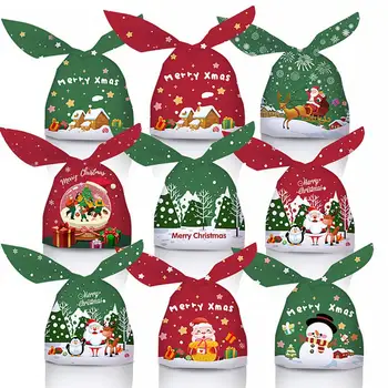Подаръчен пакет на Дядо Коледа е Коледен пакет за бонбони, Определени за страните с Заячьими уши Дядо коледа, Снежен човек Лосове Стъклена топка Хранително-вкусовата Eva