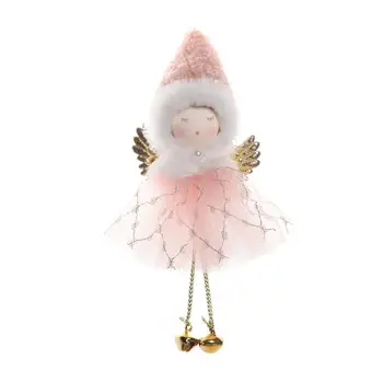 Коледна декорация за момиче, ангел, Коледно крилат кукла, златни крилати коледни кукли-ангели с пайети за деца