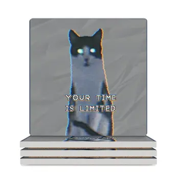 Керамични подложки Cryptid Cat Design (квадратни), поставки за чаши за маса, индивидуални подложки за каботажните за съдове