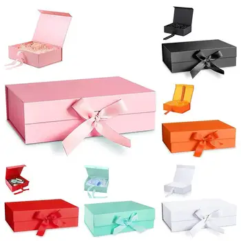Здрава картонена сгъваема кутия за подарък кутия с магнитна тока, лента, Изискана Однотонная Мида, инструменти за опаковане на подаръци