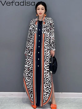 Vefadisa 2024 Лятото Ново Леопардовое Женствена рокля с яка ПОЛО с цветен принтом, Модерно персонализирани Модерни дрехи за момичета ZY1265