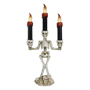 14,5-инчов канделябр-скелет с капеща свещ на Хелоуин, декорации за дома за Хелоуин
