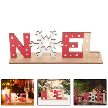 Коледна дървена табела Noel, Коледен празник, Дървена табела във формата на снежинки, Декоративна табела за маса, Украса за Коледното парти