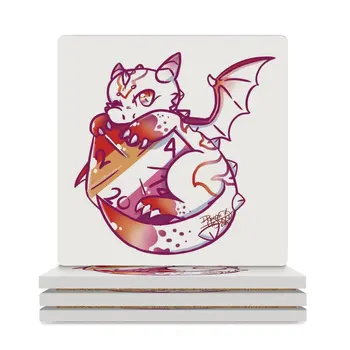 DnD Лесбийка Гордост Baby Dragon Керамични Подложки (Квадратни) чиния, чаша, комплект за чай подстаканников, Влакчета