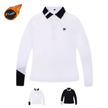 есенна дамски дрехи за голф 2023 зимна риза за голф дамски Спортни дрехи за голф с дълъг ръкав и Ежедневни облекла за голф, плътен плюш