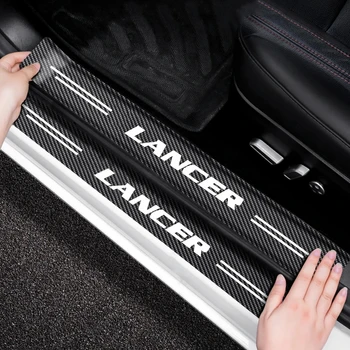 Защитен панел на прага на колата е от въглеродни влакна, стикер на педала за колата, подходящи за декорация аксесоари за Mitsubishi Lancer