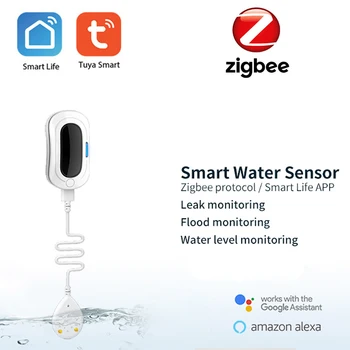 Sasha ZigBee Интелигентен сензор, изтичане на вода Wi-Fi Управление на мобилно приложение, Акумулаторна детектор за изтичане на вода за системи за умен дом